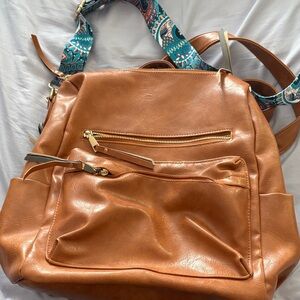 Tan Leather Women's convertible backpack bag